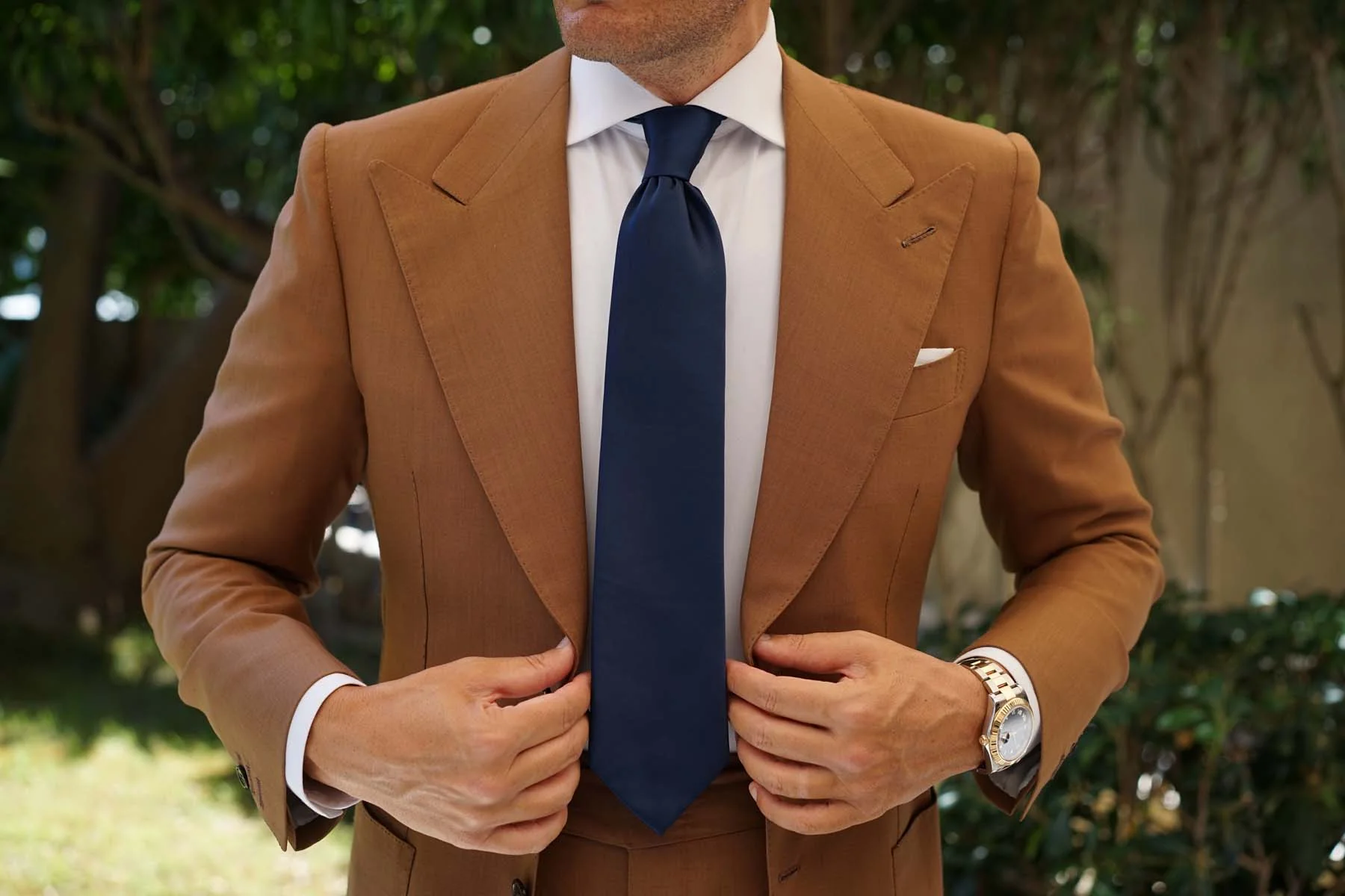 Admiral Navy Blue Satin Necktie - Image 9