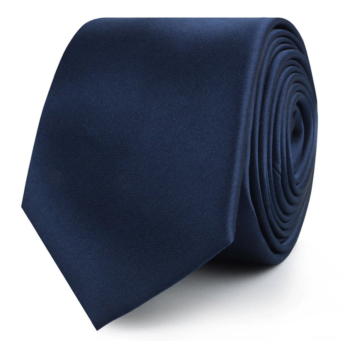 Admiral Navy Blue Satin Skinny Tie - Image 2