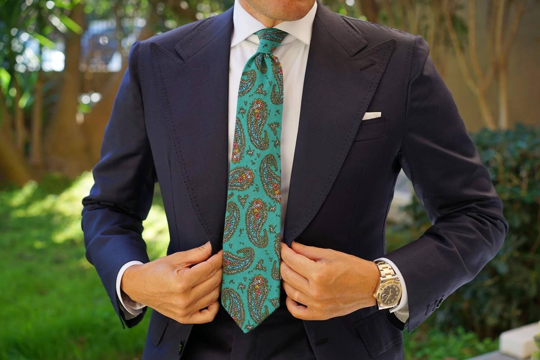 Amer Fort Teal Paisley Necktie - Image 6