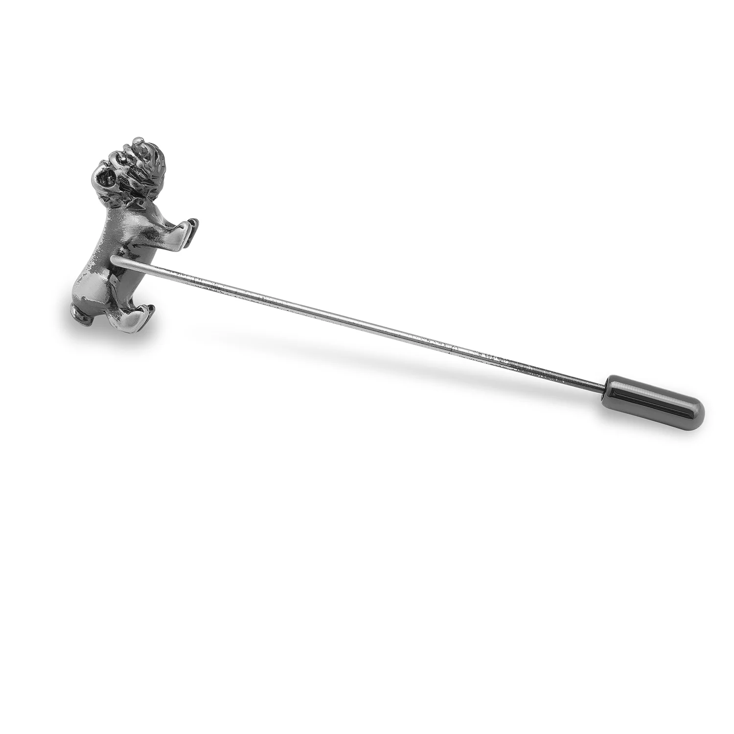 Antique Silver Pug Lapel Pin - Image 2
