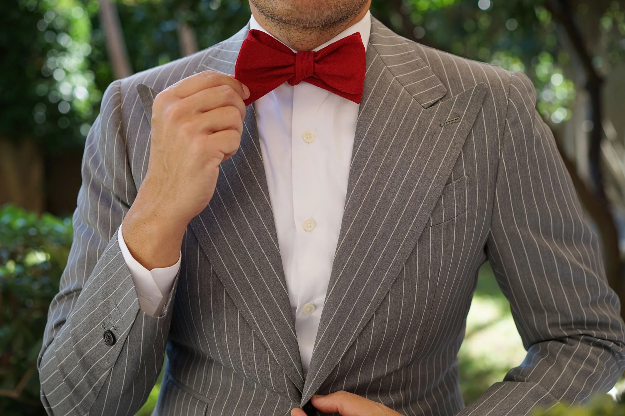 Apple Maroon Linen Self Bow Tie - Image 6