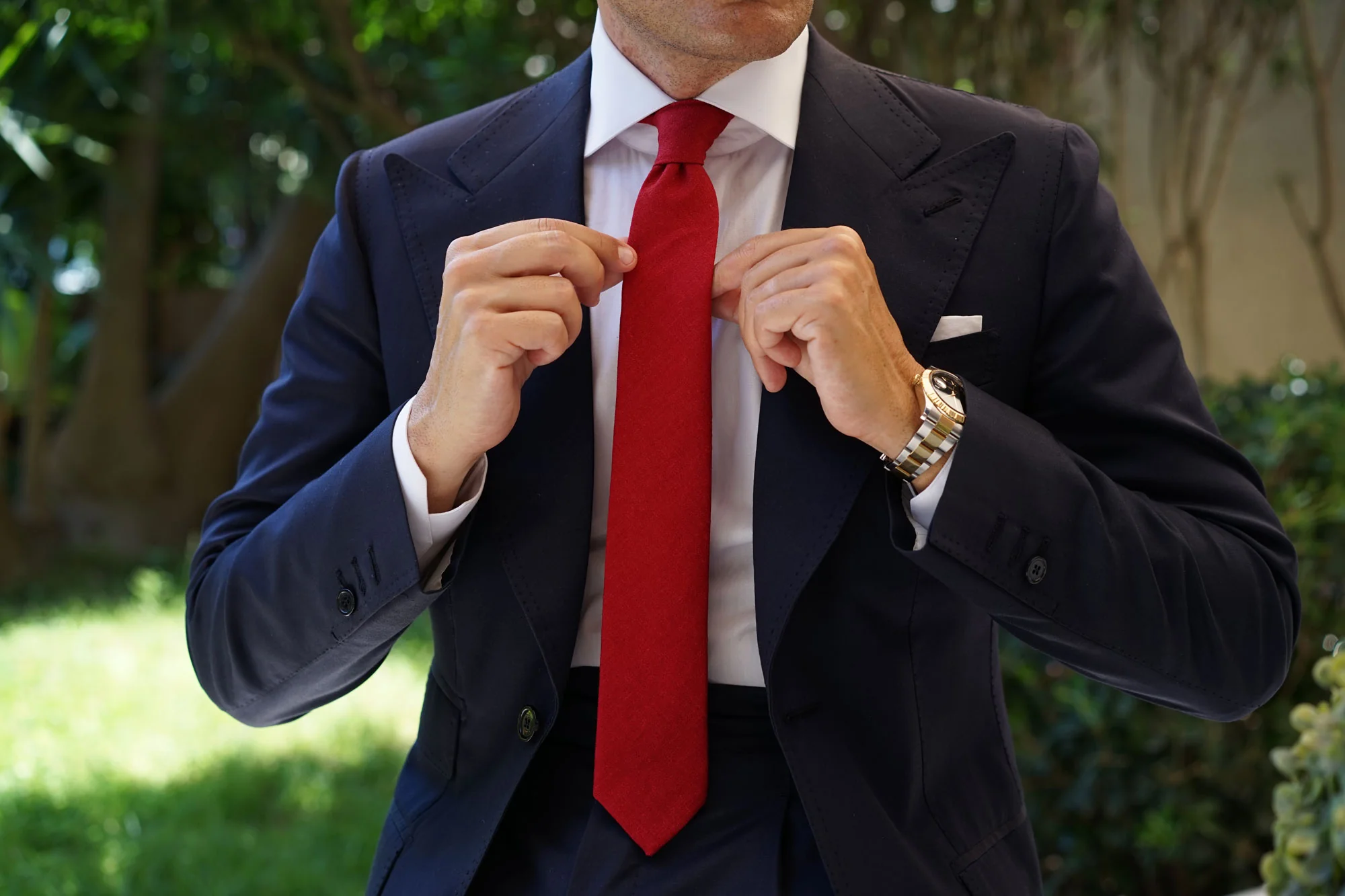 Apple Maroon Linen Skinny Tie - Image 8