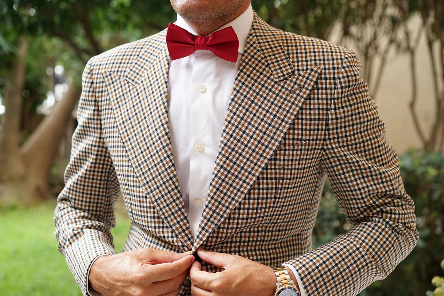 Apple Maroon Satin Bow Tie - Image 3