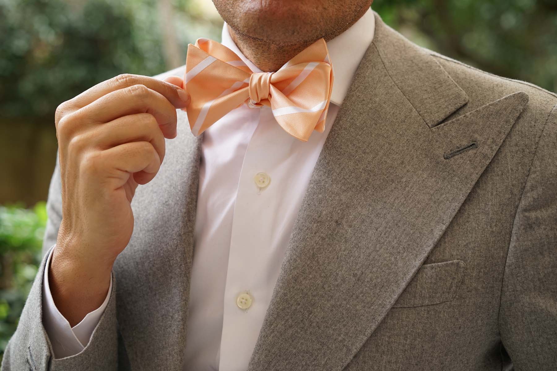 Apricot Striped Self Bow Tie - Image 7