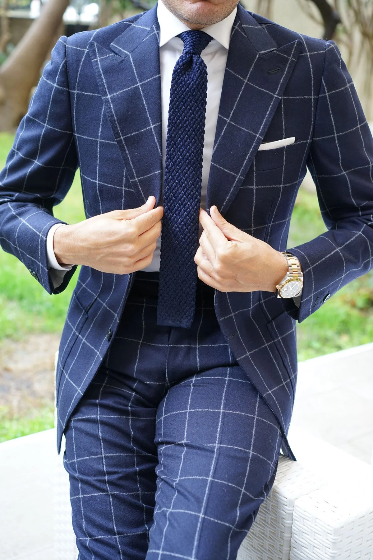 Armament Navy Knitted Tie - Image 6