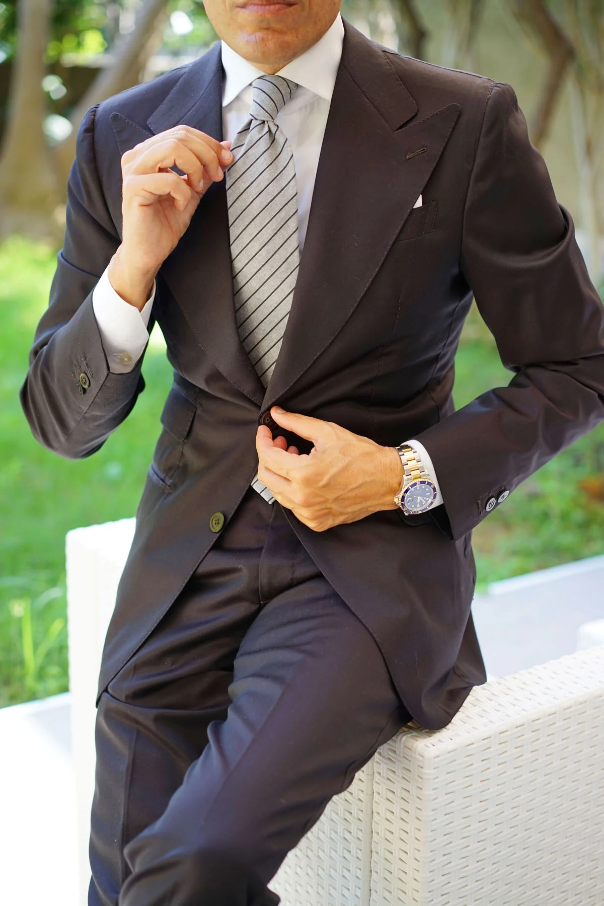 Ash Gray Pinstripe Tie - Image 14