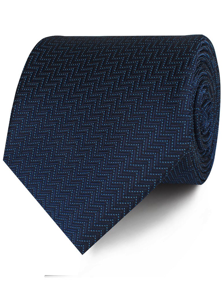 Aztec Blue Herringbone Necktie - Image 2