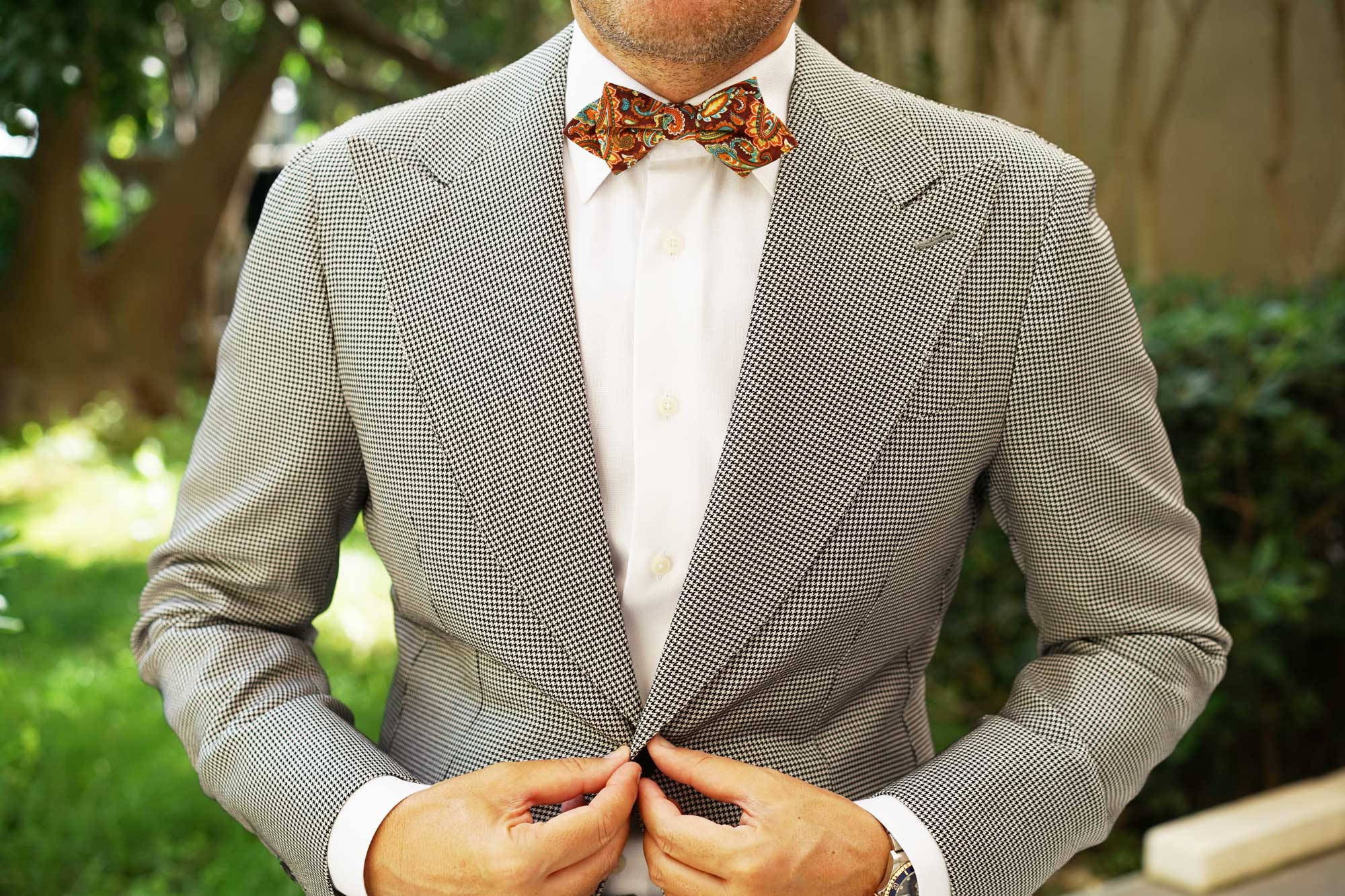 Baku Paisley Orange Diamond Bow Tie - Image 6