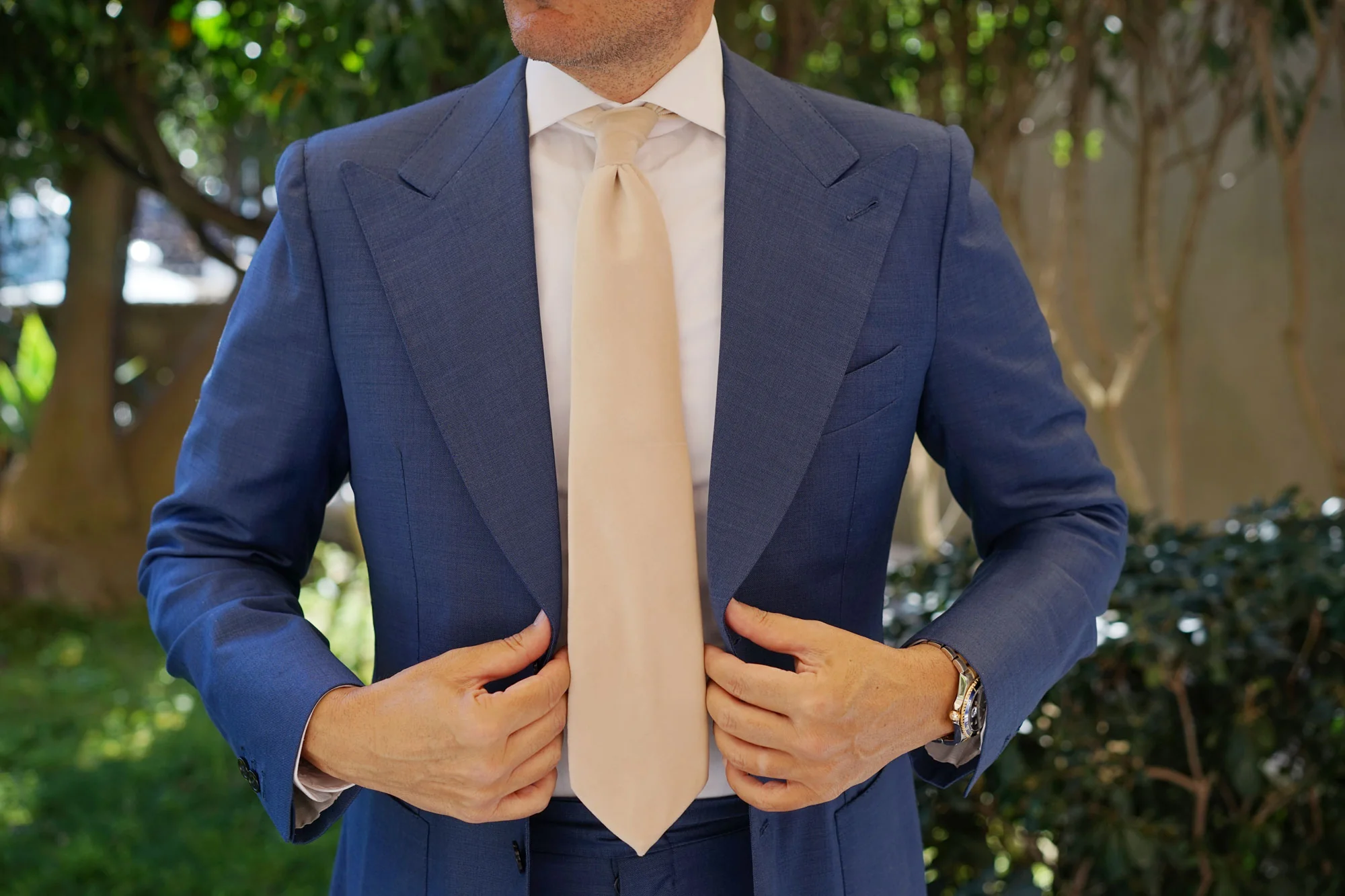 Beige Velvet Necktie - Image 4