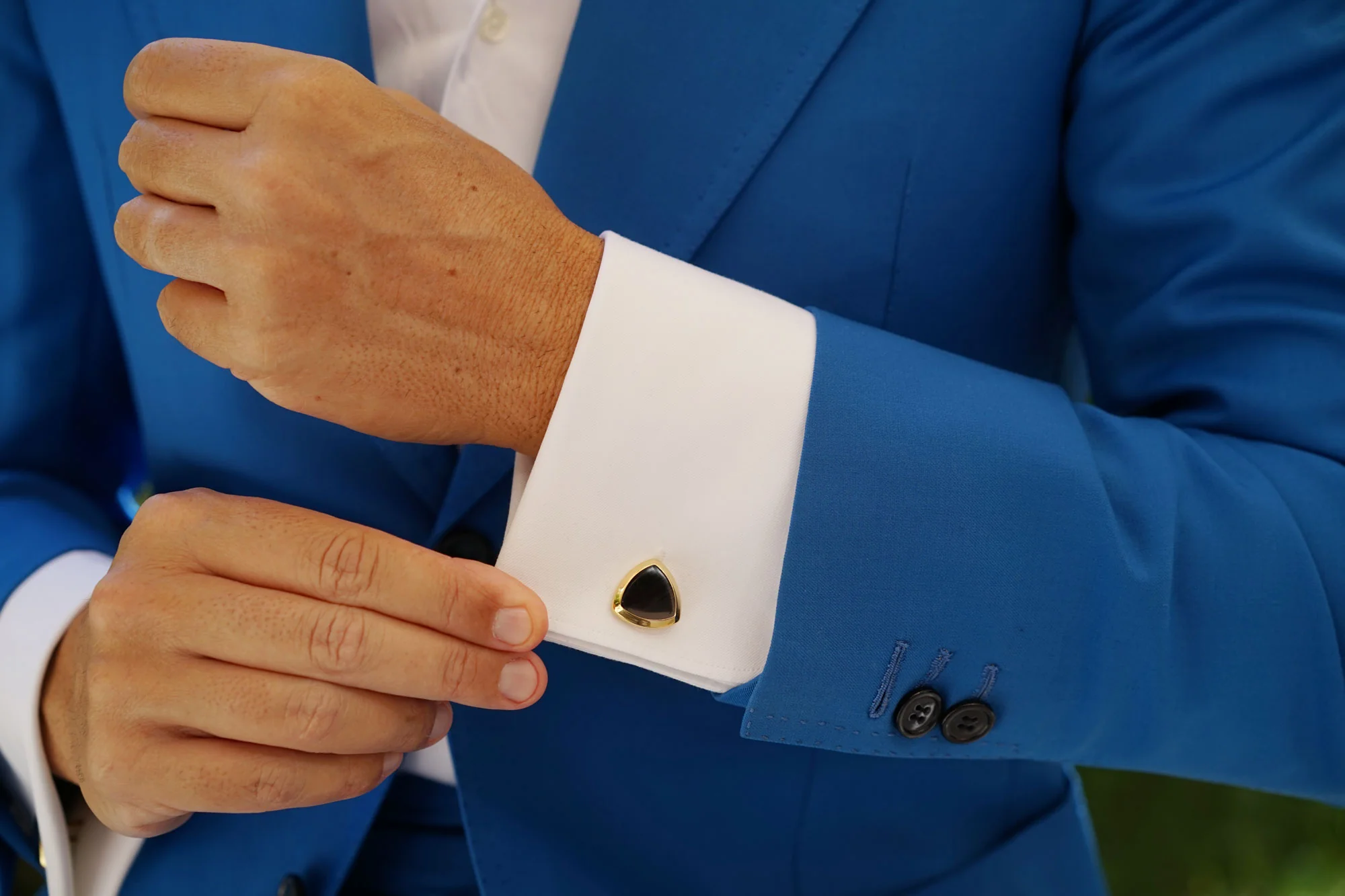 Black and Gold Shield Cufflinks - Image 9