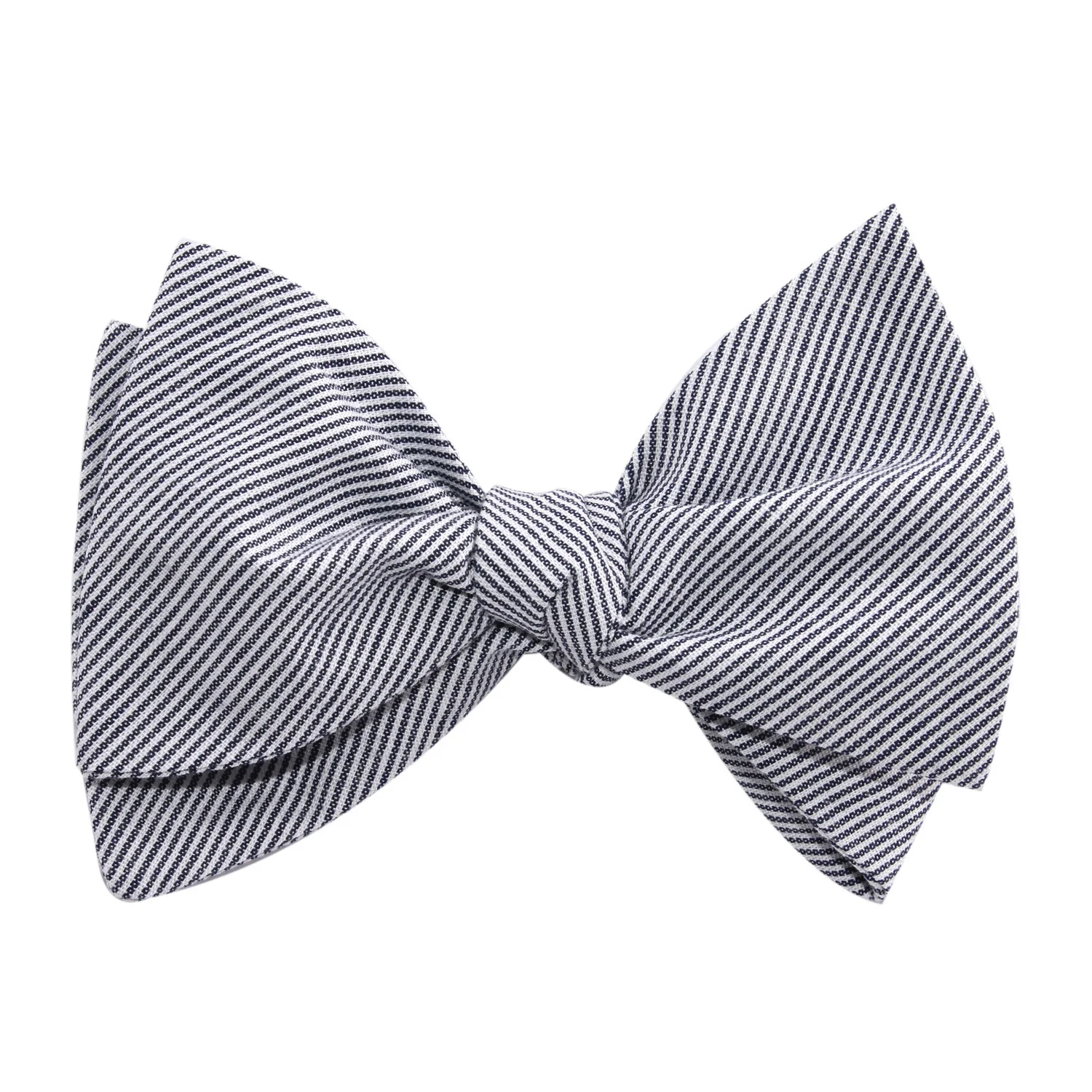 French Pinstripe Cotton Self Tie Bow Tie - Image 4