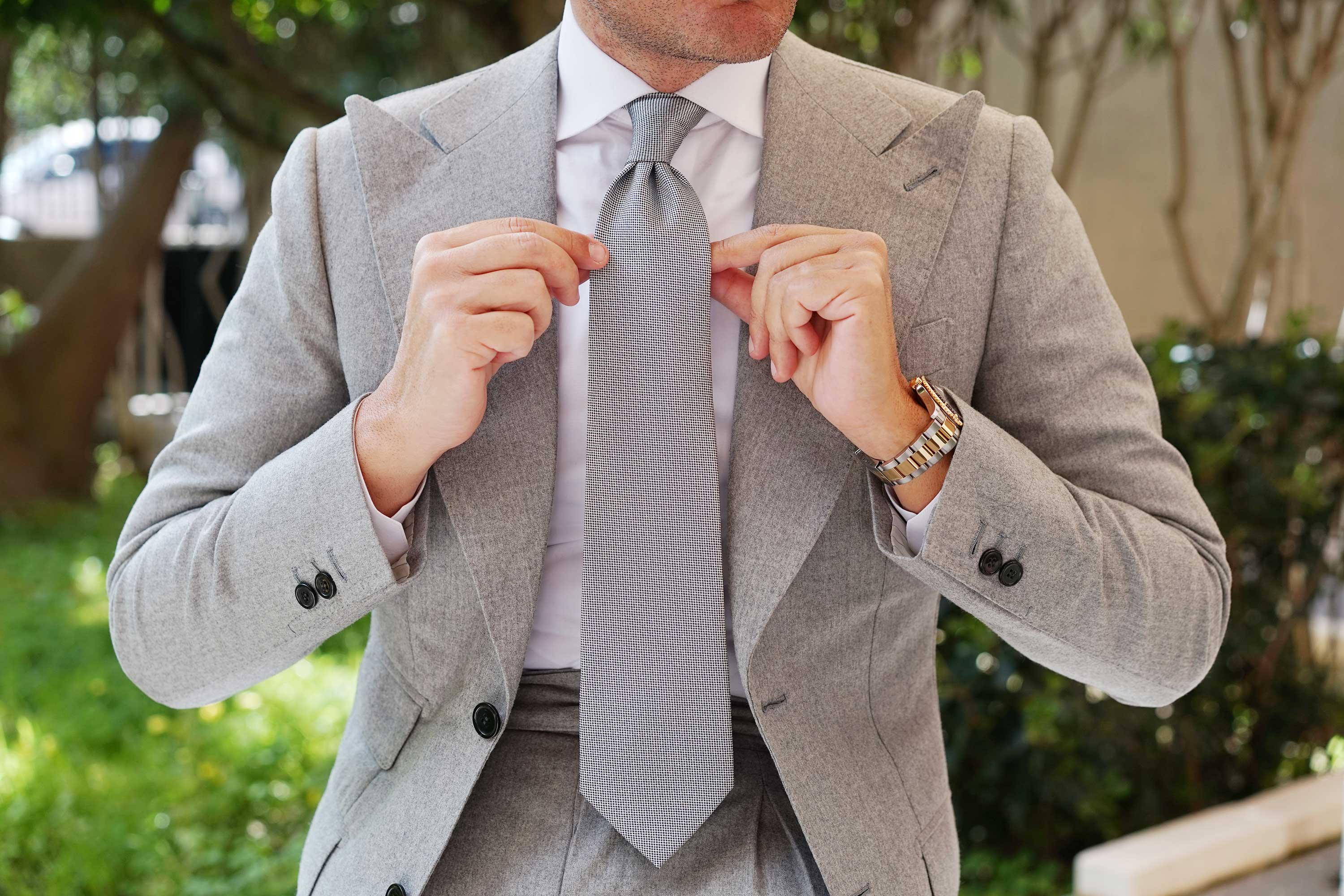 Black and White Small Dots Tie - Image 11