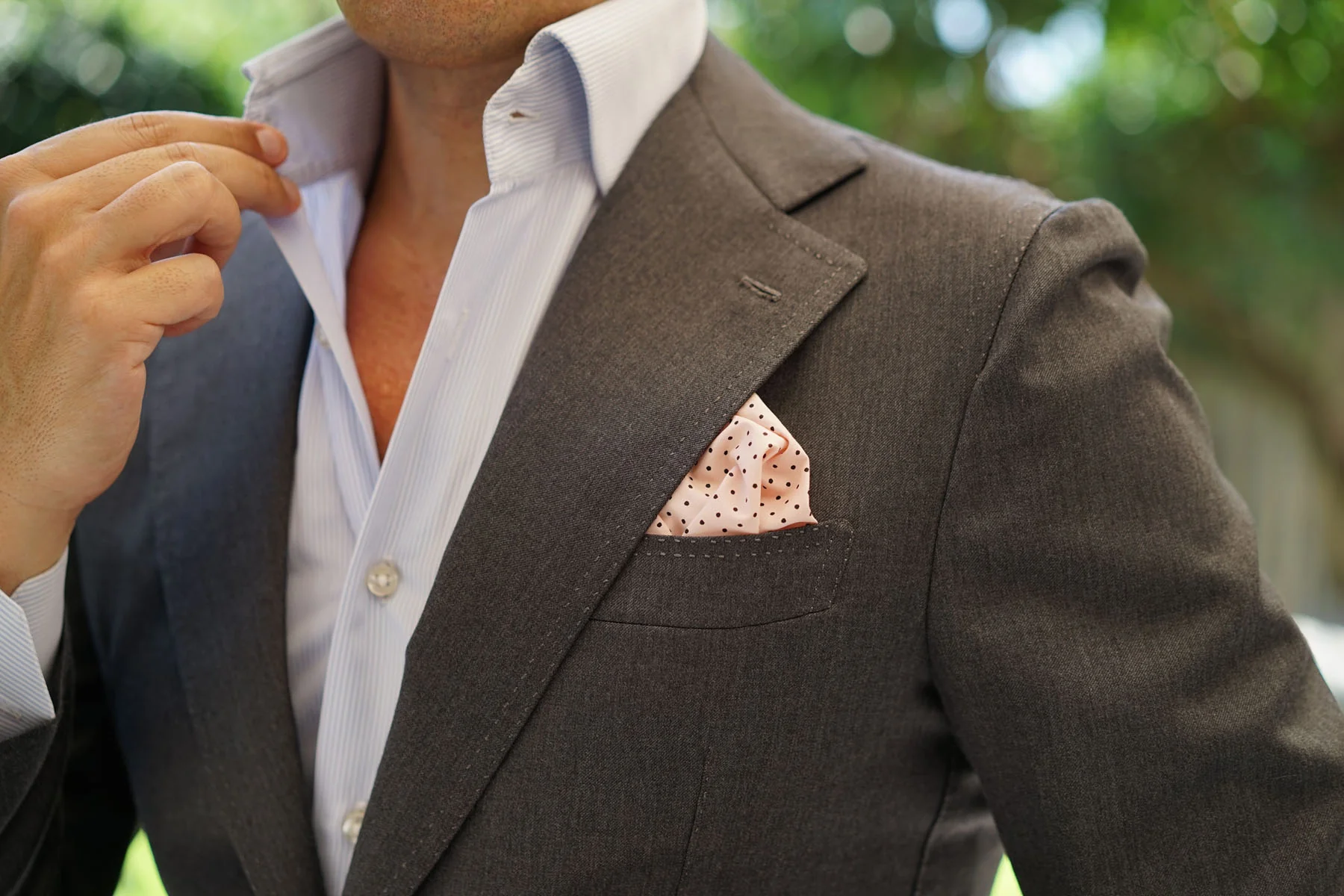 Black Caviar Pink with Black Mini Polka Dots Pocket Square - Image 9