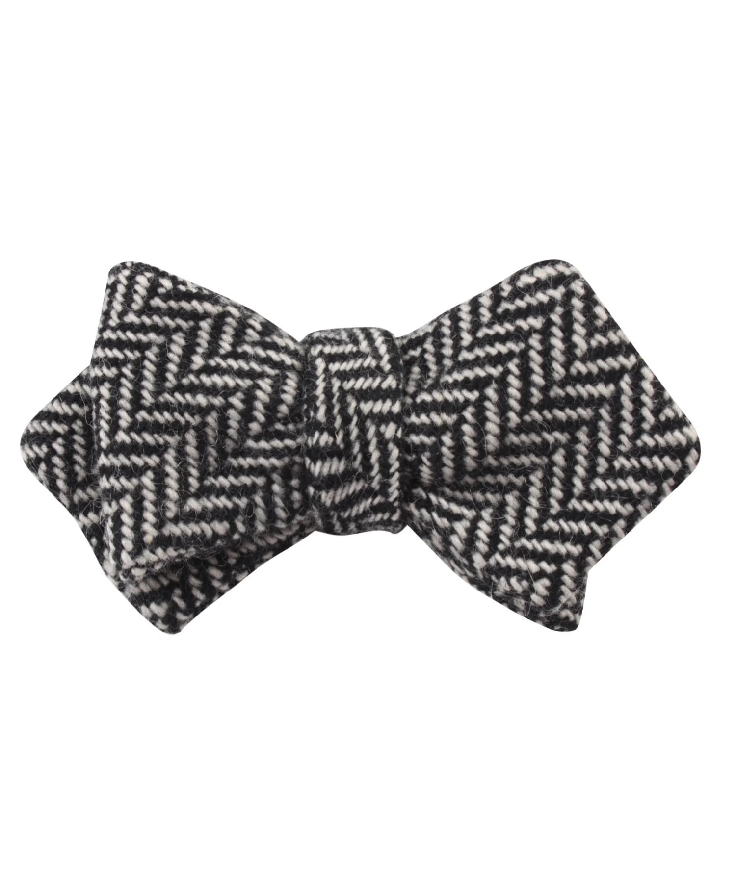 Black Chevron Wool Diamond Self Bow Tie - Image 2