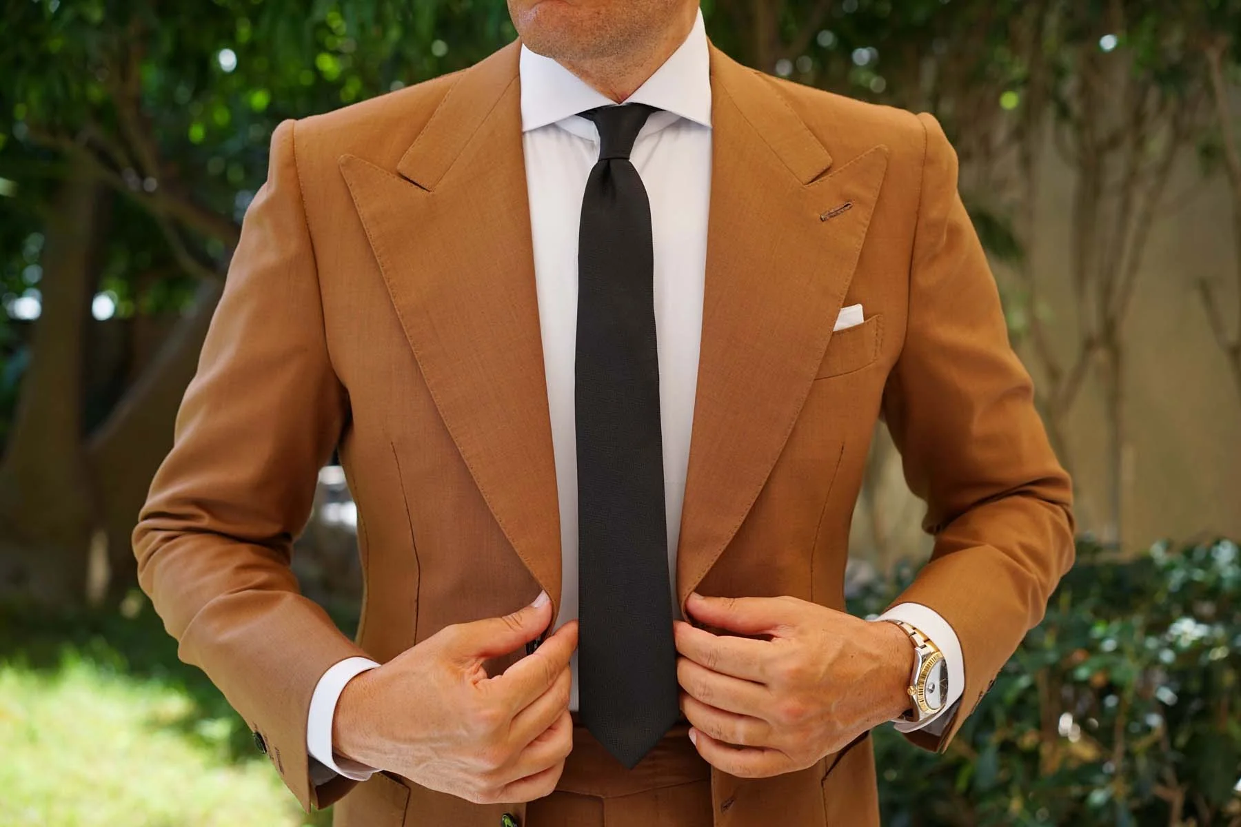 Black Diagonal Herringbone Skinny Tie - Image 8