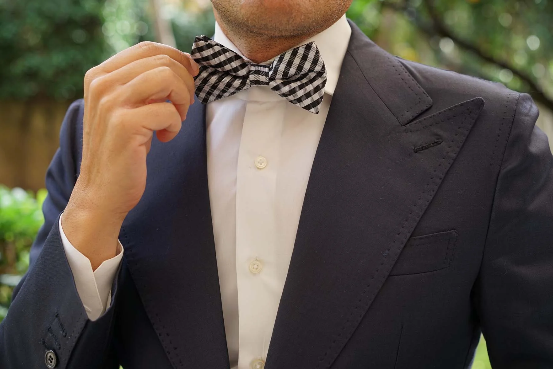 Black Gingham Bow Tie - Image 3