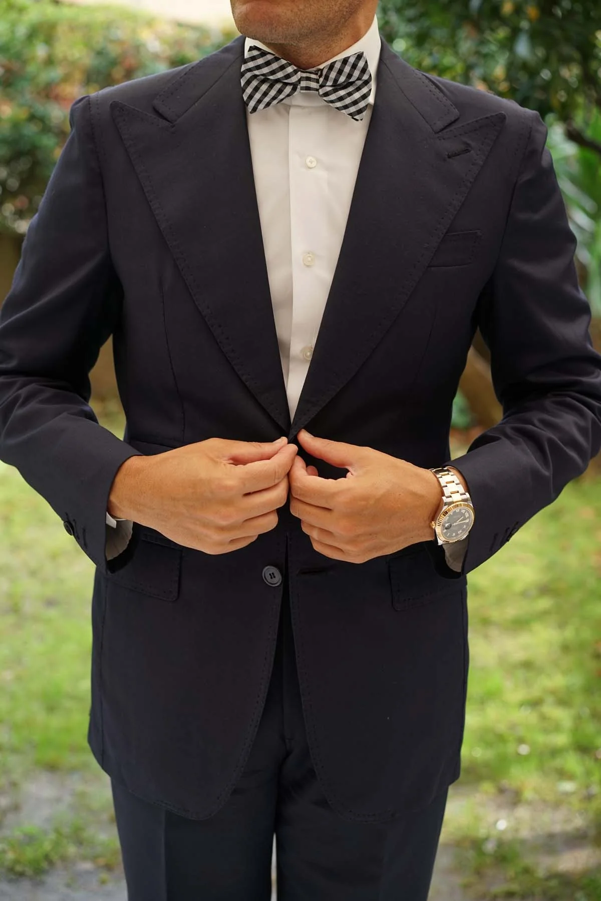 Black Gingham Bow Tie - Image 5