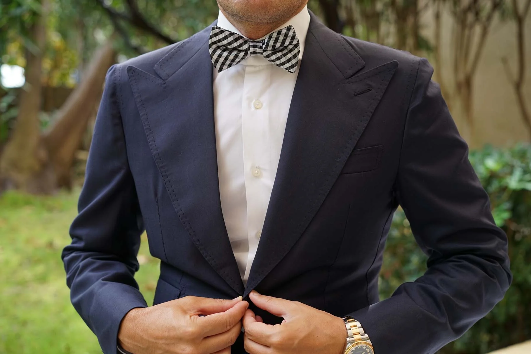 Black Gingham Bow Tie - Image 6