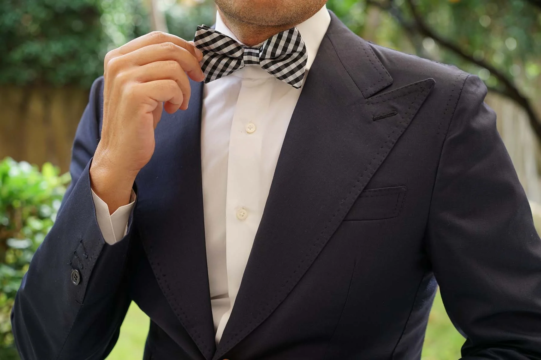 Black Gingham Bow Tie - Image 7