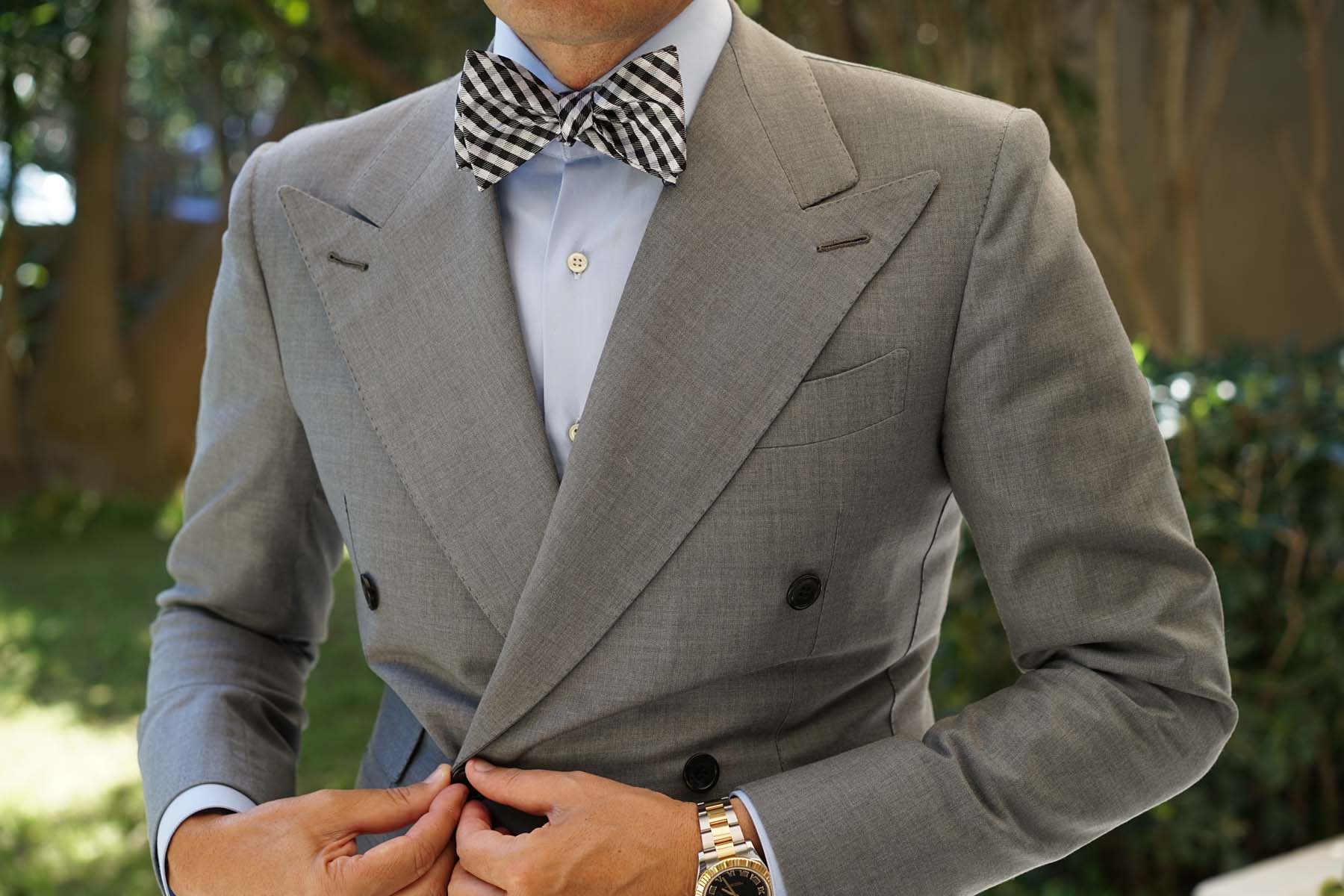 Black Gingham Self Tie Self Tie - Image 4