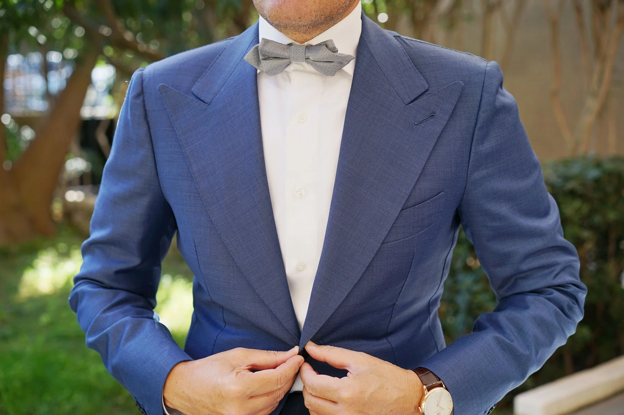 Black Micro Dot Diamond Bow Tie - Image 6