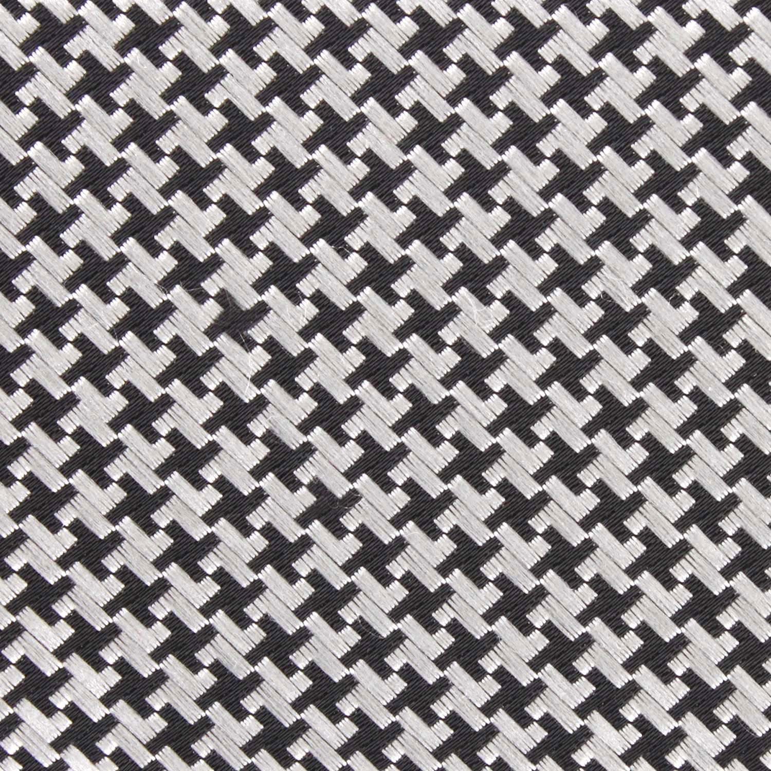 Black & Silver Houndstooth Pattern Bow Tie - Image 2