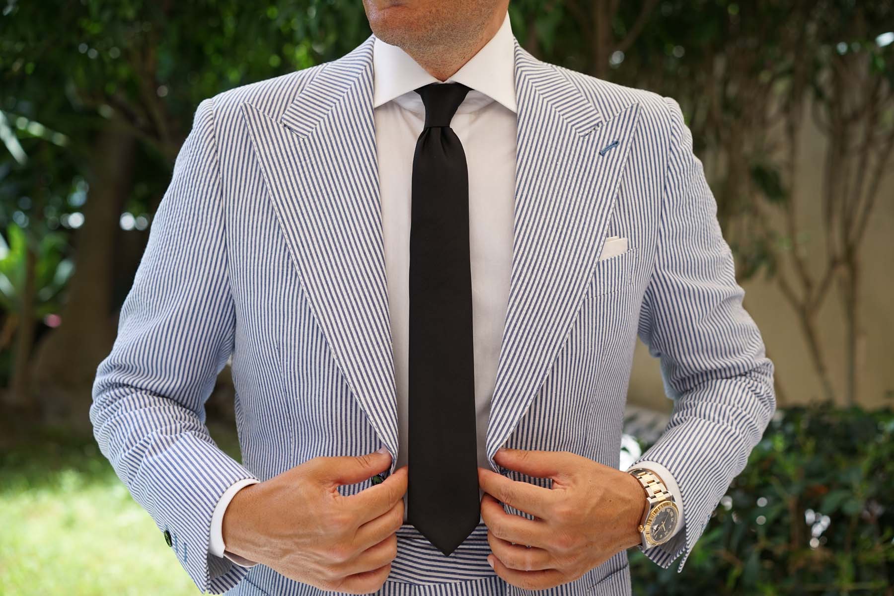 Black Weave Skinny Tie - Image 9