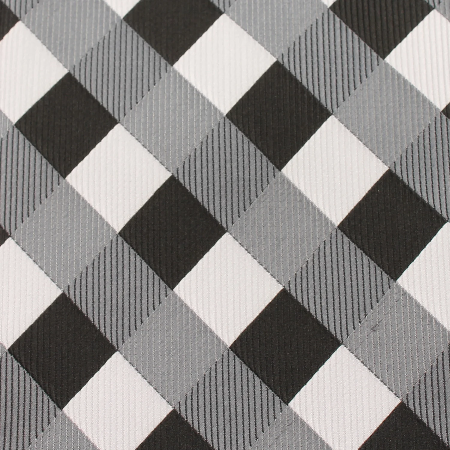 Black White Grey Checkered Tie - Image 3