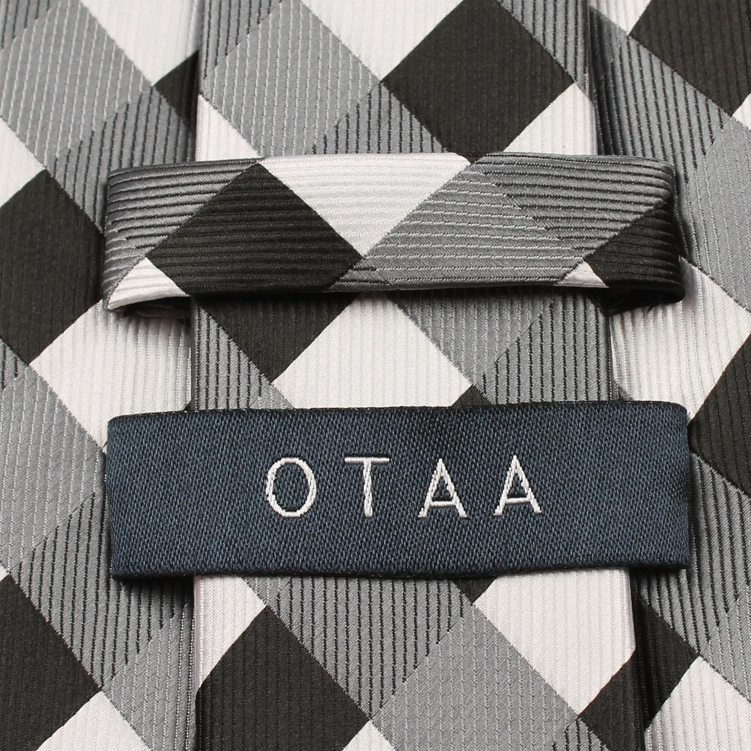 Black White Grey Checkered Tie - Image 5