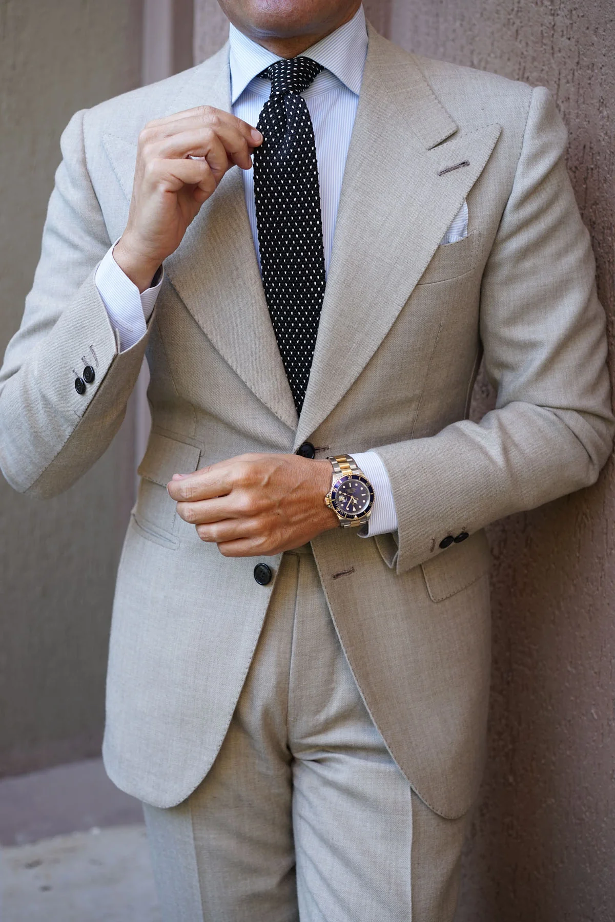 Black & White Pattern Knitted Tie - Image 14