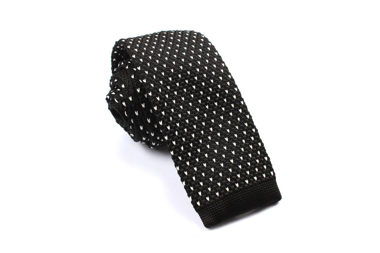Black & White Pattern Knitted Tie - Image 5