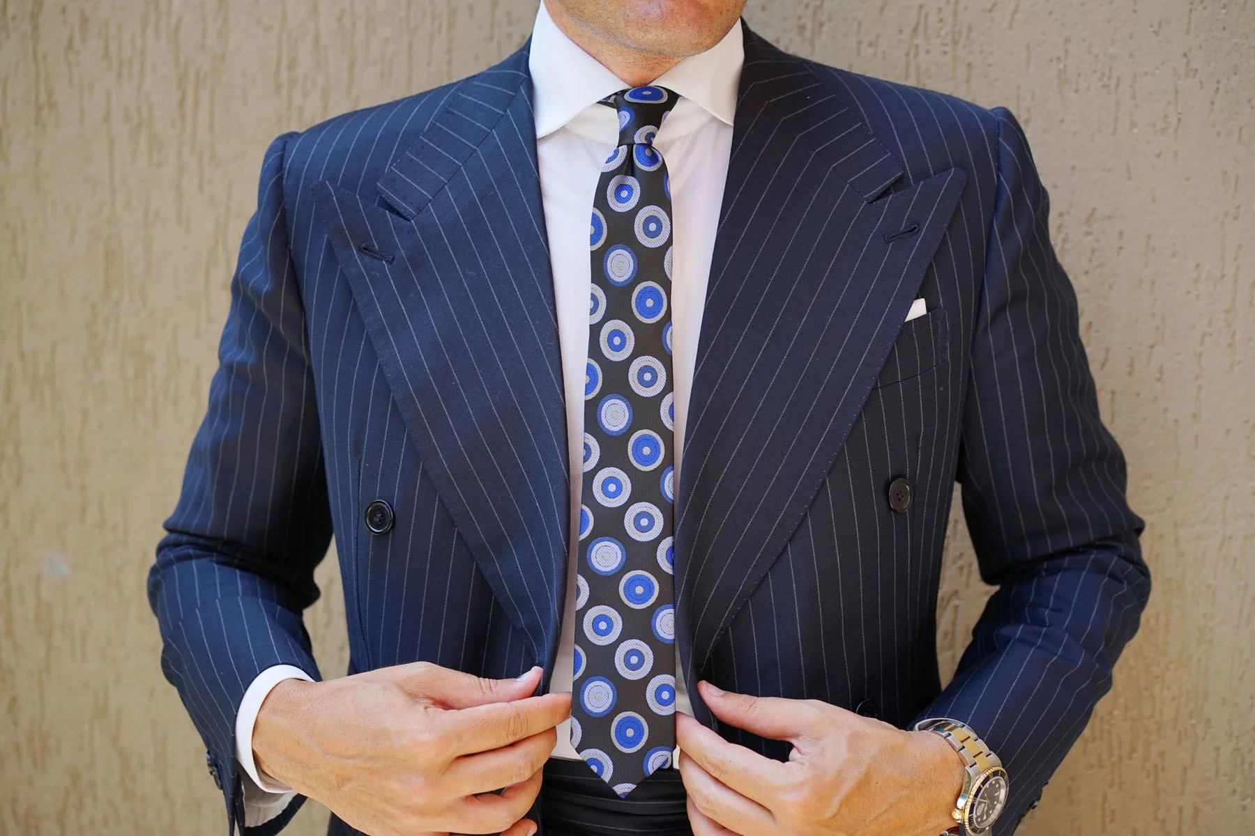 Black with Blue Circle - Skinny Tie - Image 8