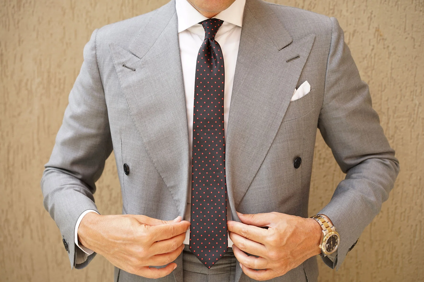 Black with Red Polka Dots Skinny Tie - Image 6
