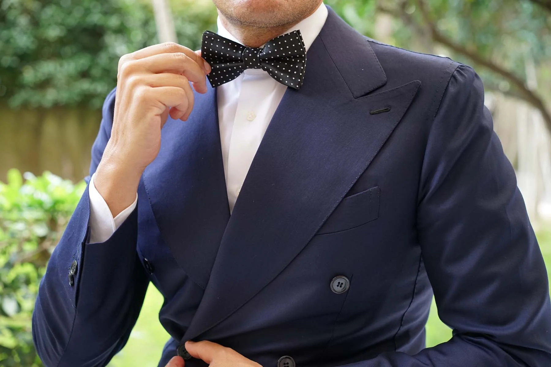 Black with Small White Polka Dots - Bow Tie - Image 3