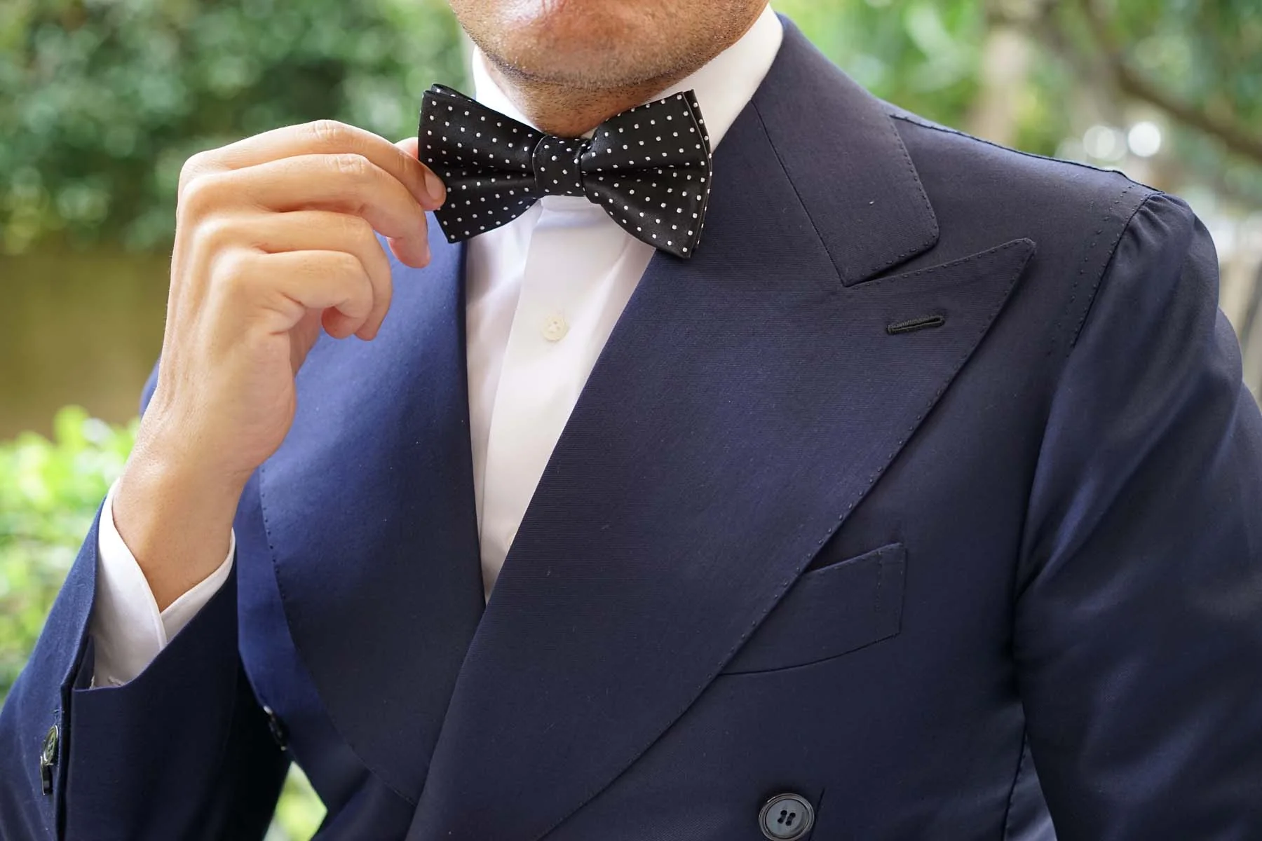Black with Small White Polka Dots - Bow Tie - Image 5