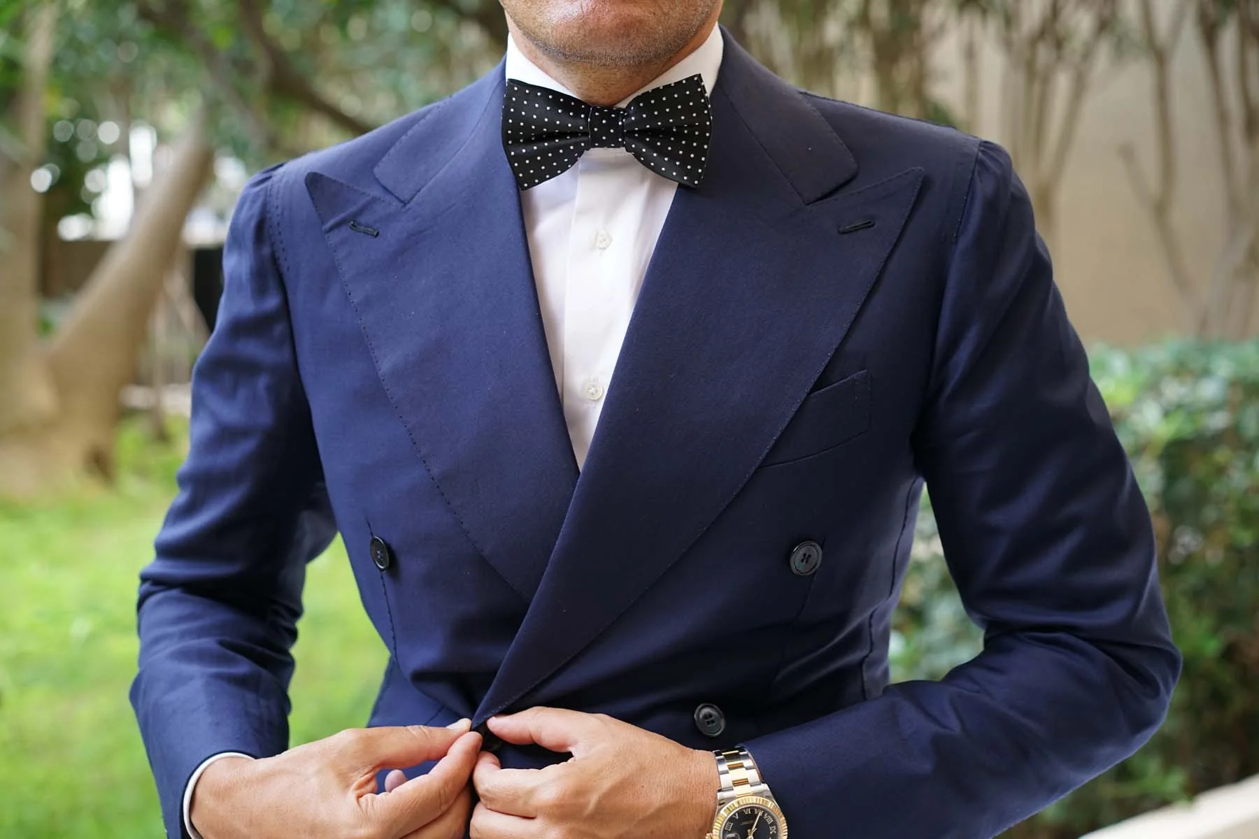 Black with Small White Polka Dots - Bow Tie - Image 6