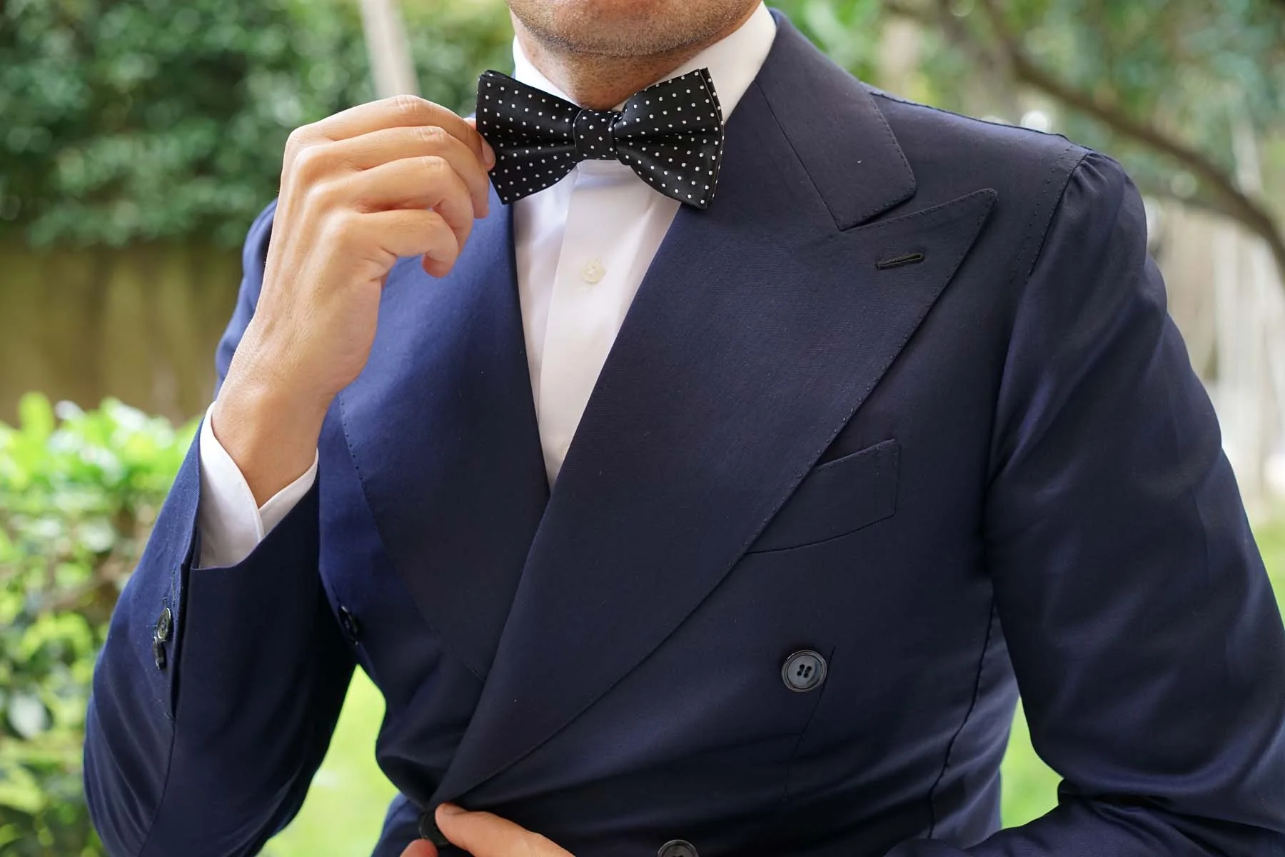 Black with Small White Polka Dots - Bow Tie - Image 7