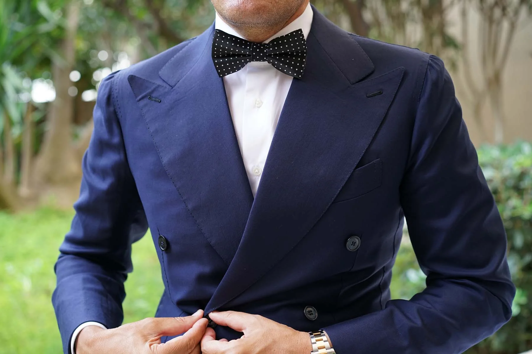 Black with Small White Polka Dots - Bow Tie - Image 9