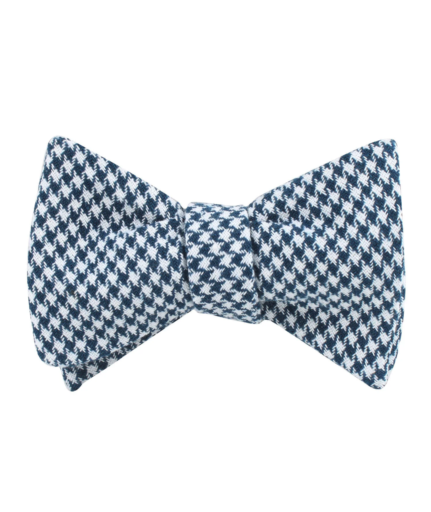 Blue Houndstooth Raw Linen Self Bow Tie - Image 2