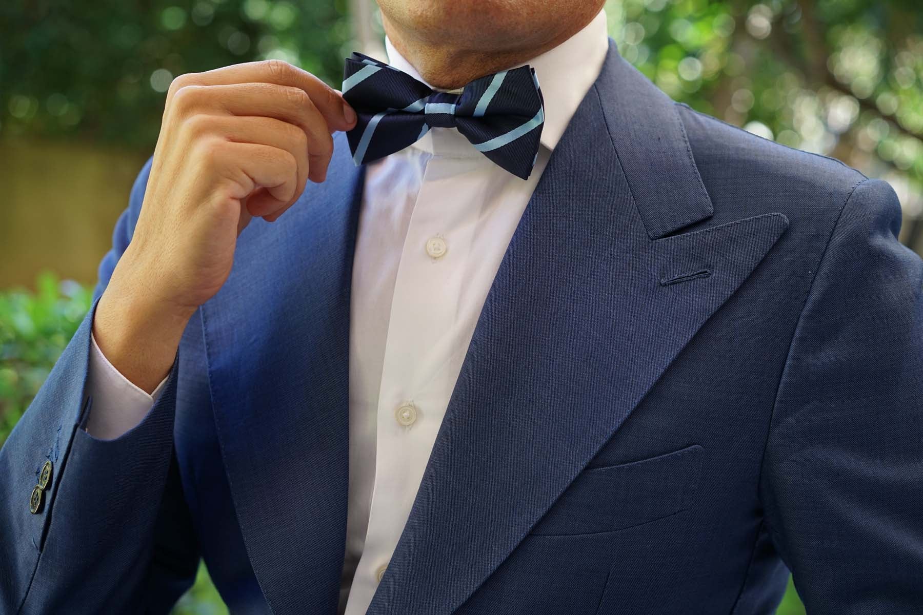 Blue Pencil Stripe Bow Tie - Image 5