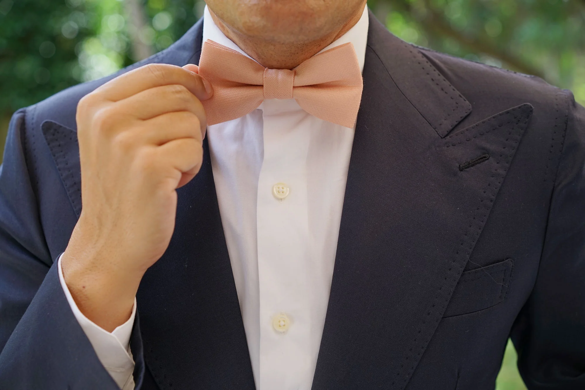 Blush Beige Linen Bow Tie - Image 4