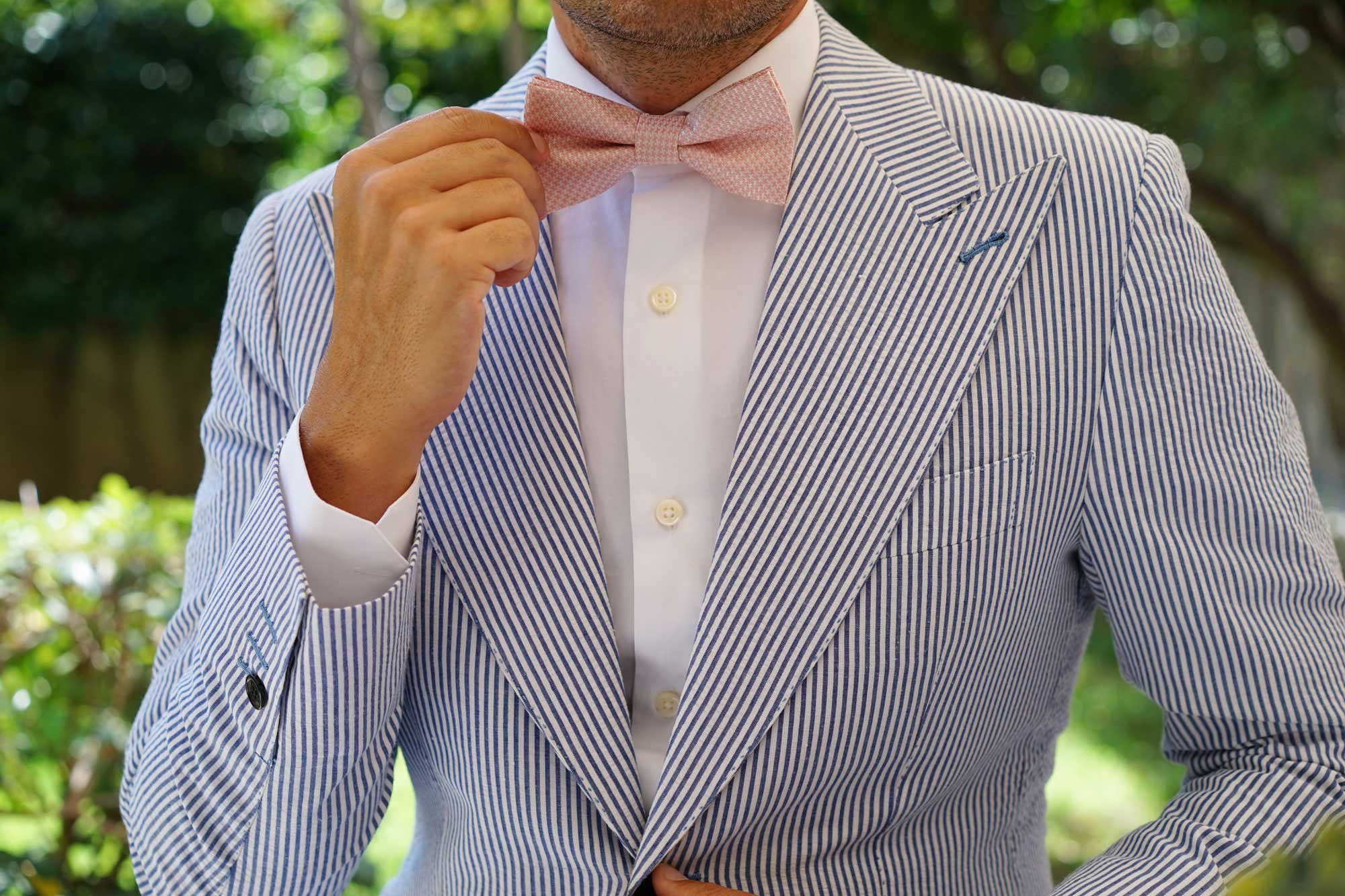 Blush Pink Houndstooth Bow Tie - Image 9