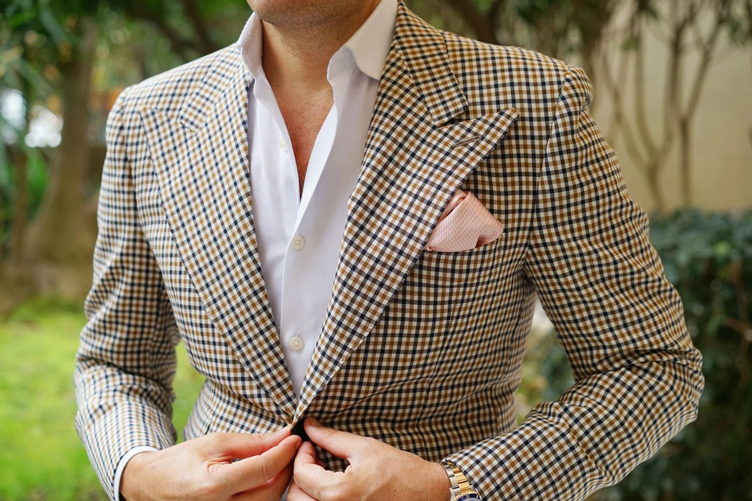 Blush Pink Houndstooth Pocket Square - Image 9