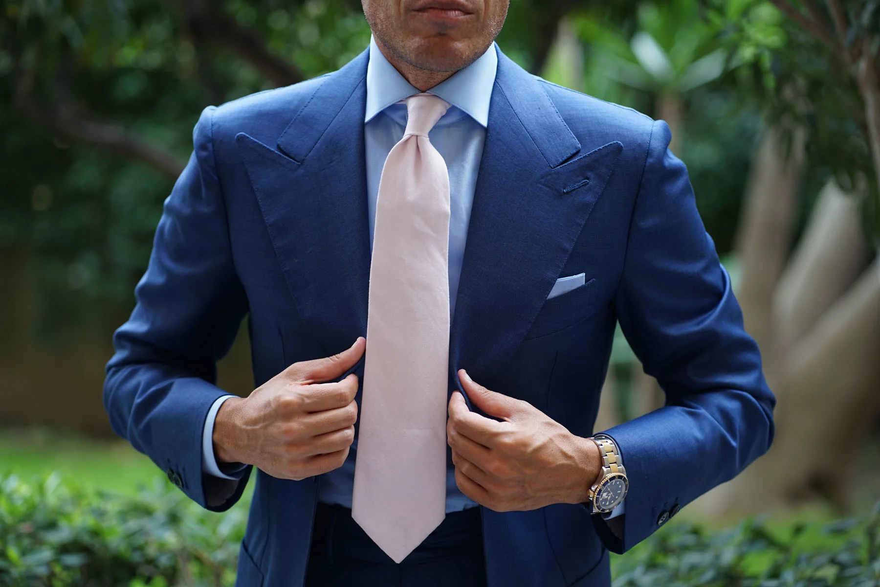 Blush Pink Slub Linen Necktie - Image 9