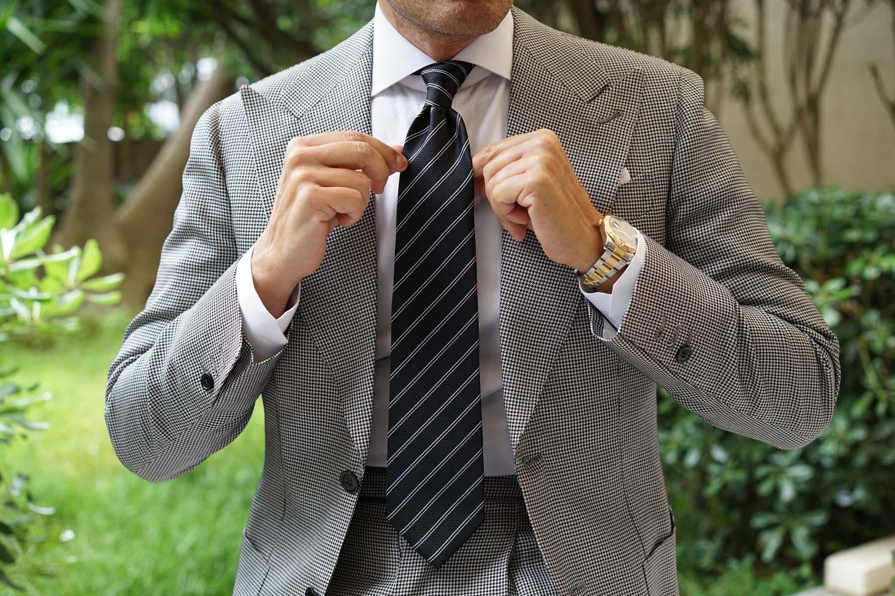 Boston Black Striped Necktie - Image 6