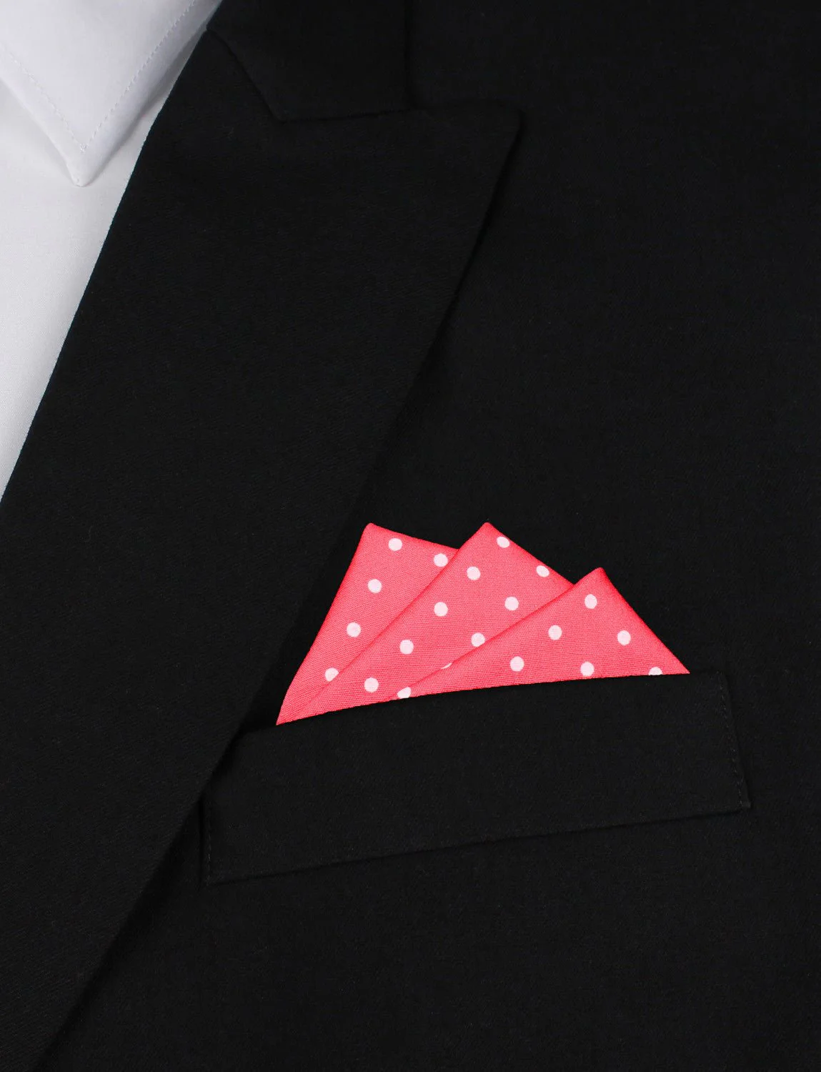 Bright Pink with White Polka Dots Cotton Pocket Square - Image 3