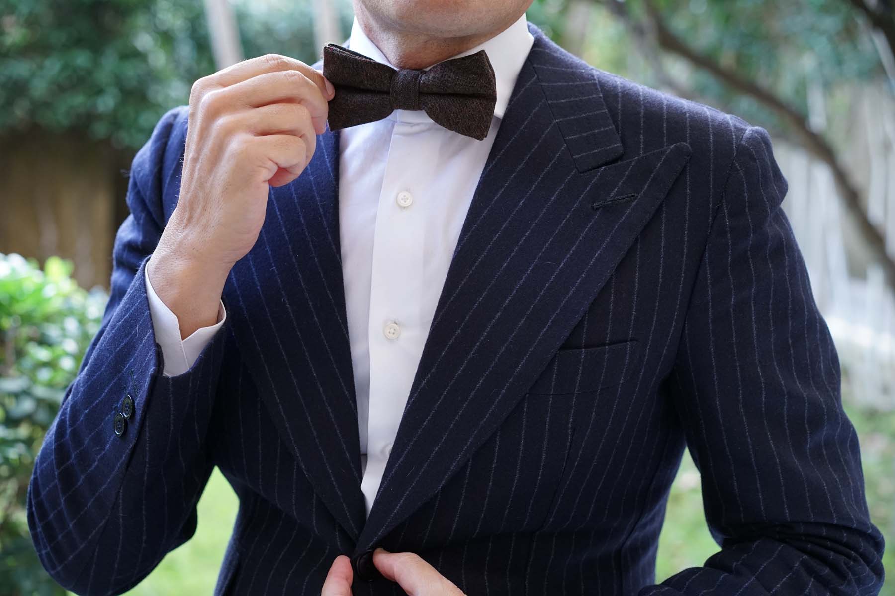 Brown Columbia Wool Bow Tie - Image 3
