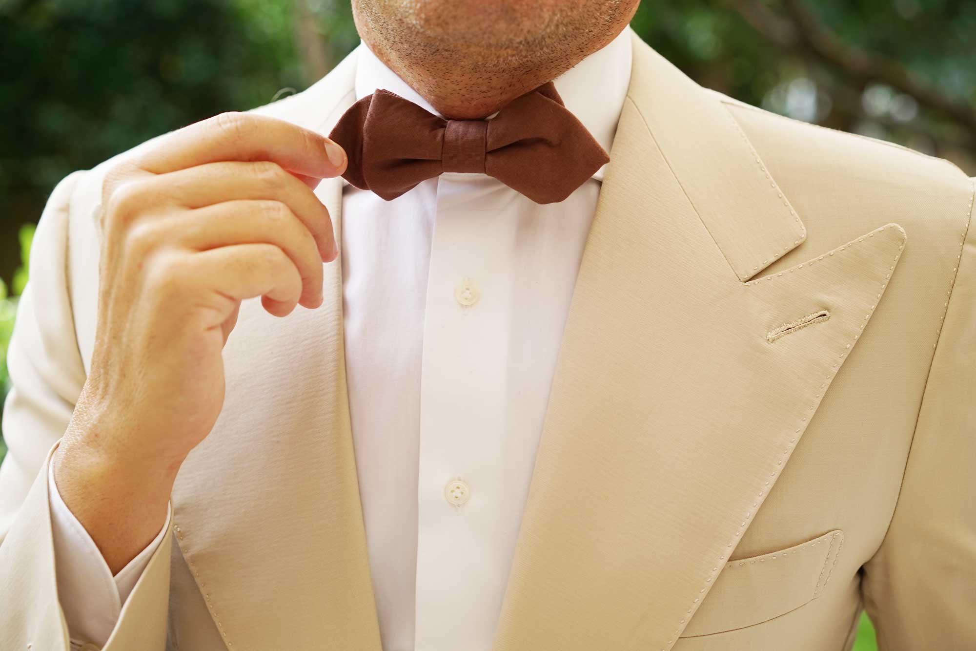 Brown Cotton Diamond Bow Tie - Image 7