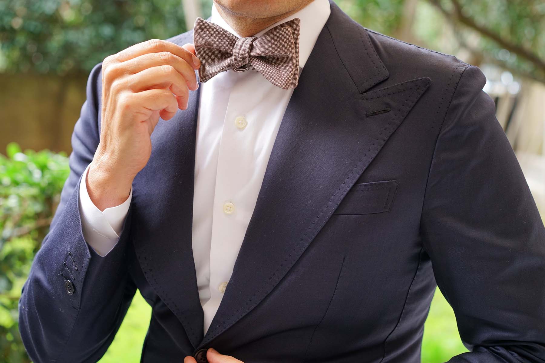 Brown Gingerbread Linen Self Bow Tie - Image 4