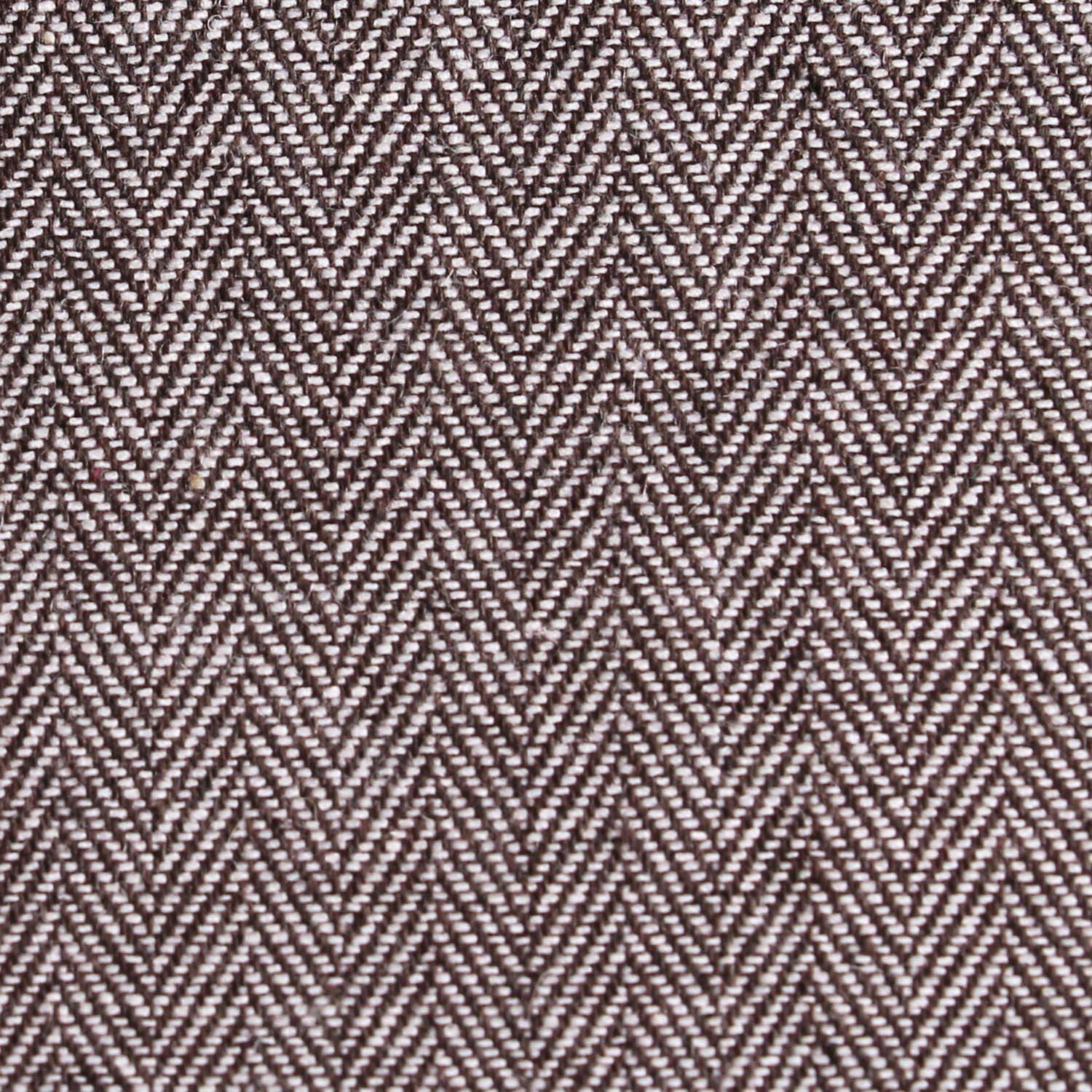 Brown Herringbone Linen Self Tie Bow Tie - Image 4